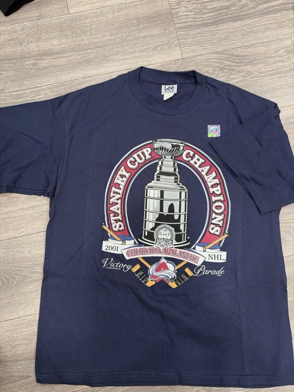 Lee Navy Colorado Avalanche 2001 Stanley Cup Champions Tee